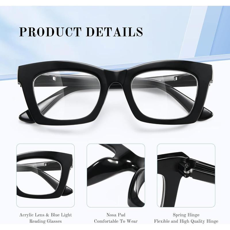 【Backtoschool】Resjok Oprah Reading Glasses 3Pack Blue Light Blocking Fashion Readers for Women with Spring Hinge Computer Square Eyeglasses