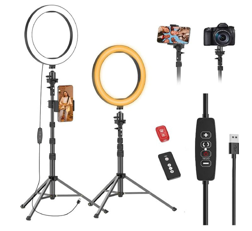 EMART 10" Ring Light with 55" Extendable Tripod Stands and Phone Holder, Dimmable LED Circle round Light for Selfie Camera Photography/Makeup/Youtube Video/Vlogging/Live Streaming