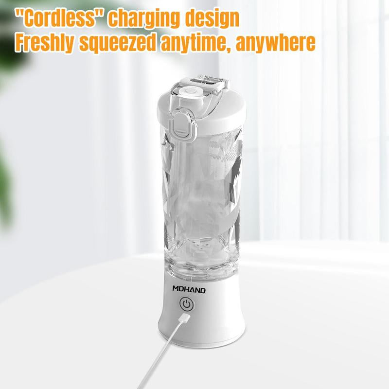 Portable Blender Cup, Electric USB Juicer Blender, Mini Blender Portable Blender for Shakes and Smoothies, Juice, Six Blades Great for Mixing, USB Rechargeable Handheld Juicer Cup for Office/Kitchen/Gym/Outdoor, Best Gift for Mother'S Day