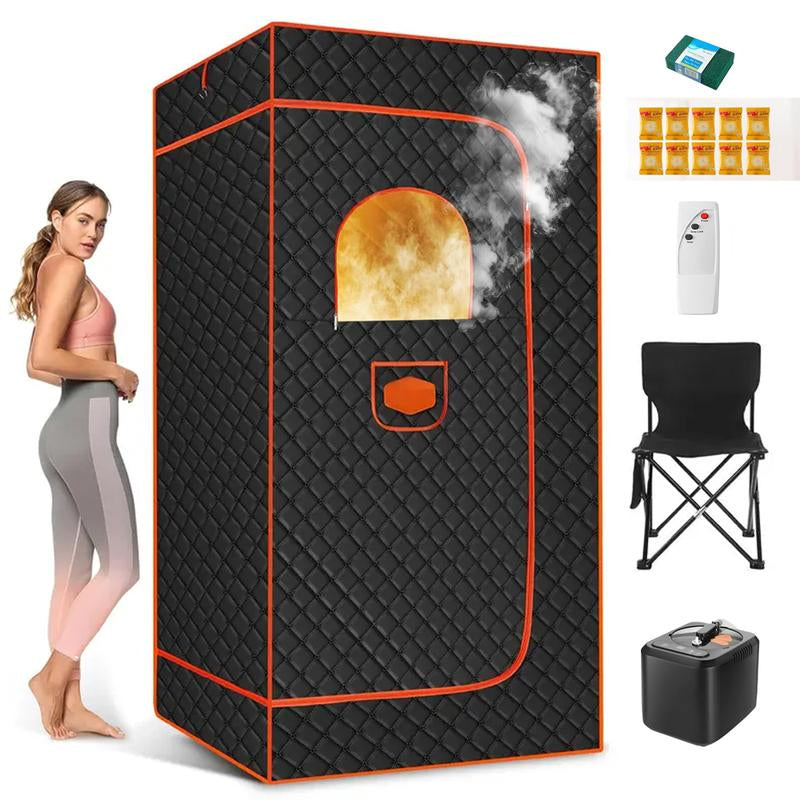 Portable Sauna for Home, Sauna Box Sauna Tent with 3L Steamer, Remote Control, Folding Chair and Cleaning Tool, Full Size Personal Steam Sauna for Home Spa 36 * 36 * 71Inch Modern Convenient Design Advanced Safety Design
