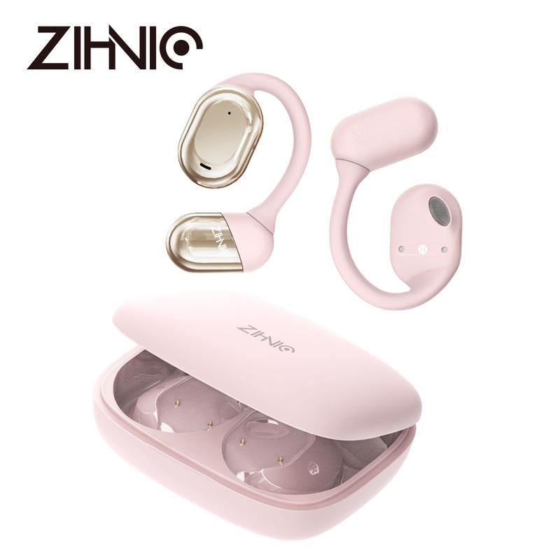 ZIHNIC S05 Open-Ear Headphone Bluetooth V5.4 IPX5 Waterproof Wireless Earphones for Gaming, Travel, and Sports with Built-In Mic - Black Cool Head Phones