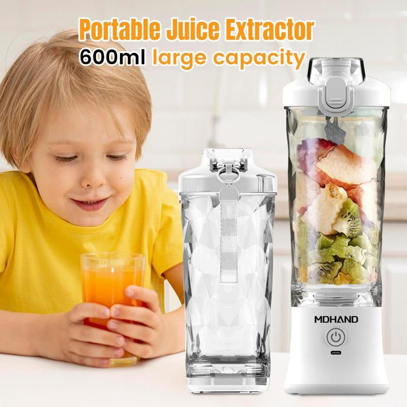 Portable Blender Cup, Electric USB Juicer Blender, Mini Blender Portable Blender for Shakes and Smoothies, Juice, Six Blades Great for Mixing, USB Rechargeable Handheld Juicer Cup for Office/Kitchen/Gym/Outdoor, Best Gift for Mother'S Day