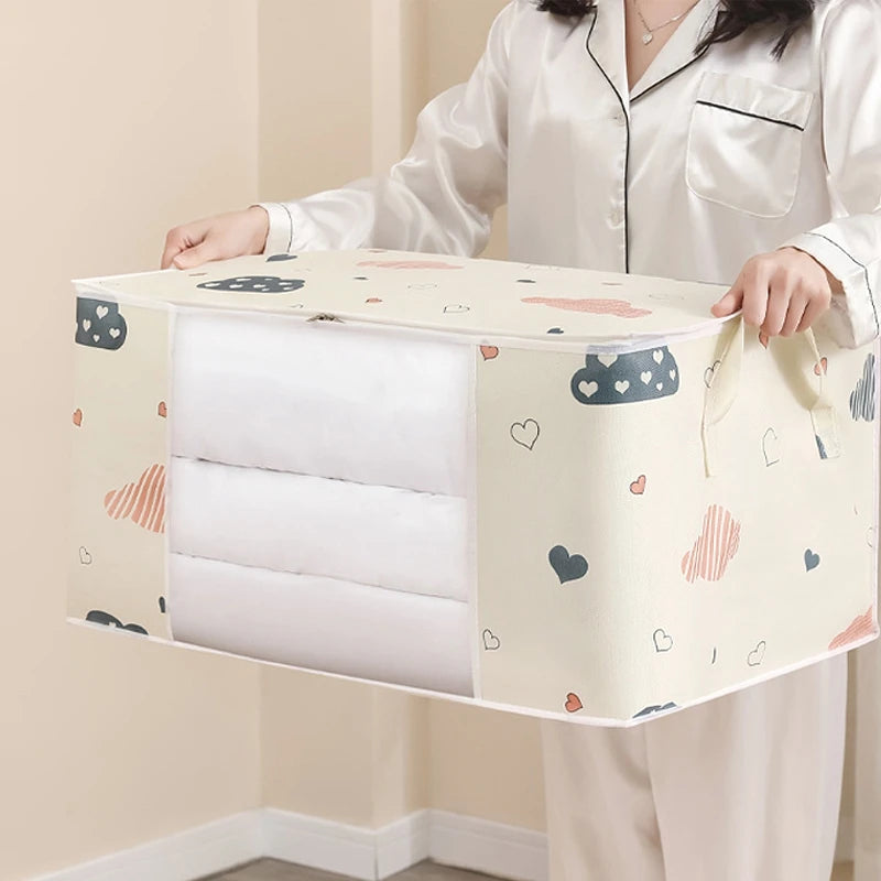 Quilt Clothes Storage Bag Big Capacity Duvet Blanket Sorting Bags Dustproof Closet Under-Bed Storage Moisture Proof Organizer