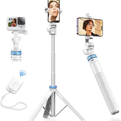 [Newest] 62" Selfie Stick Tripod with Remote - Tripod for Iphone, High Strength Legs & Extendable Tube Tripod Stand, Fit for Iphone 14 Pro Max/14 Pro/13 Pro Max/ S22/Camera/ Accessories Metal Cellphone Smartphone Bluetooth