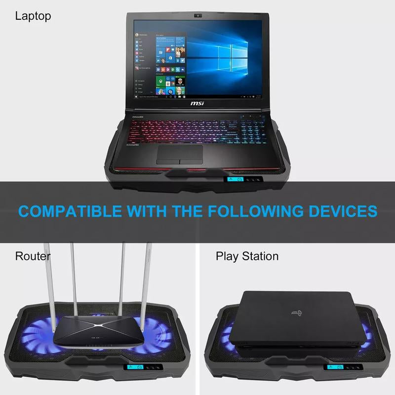Laptop Cooling Pad 4 Quiet Fans Cooler Stand Dual USB Port for 12-17" Laptop