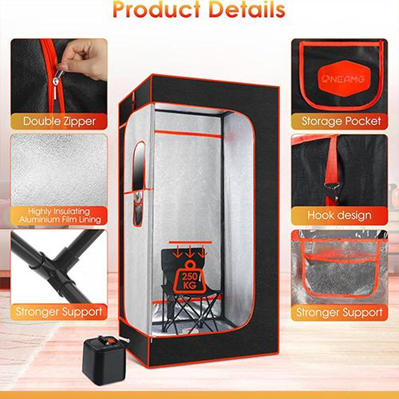 Portable Sauna for Home, Sauna Box Sauna Tent with 3L Steamer, Remote Control, Folding Chair and Cleaning Tool, Full Size Personal Steam Sauna for Home Spa 36 * 36 * 71Inch Modern Convenient Design Advanced Safety Design