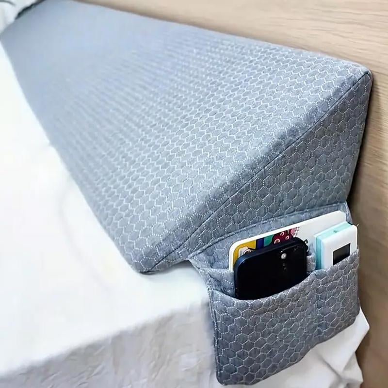 Adjustable Bed Wedge Pillow Gap Filler 100% Foam Mattress Headboard Support Machine Washable White Accessory for Comfort Alignment Snug Fit Design Soft Fabric Cover
