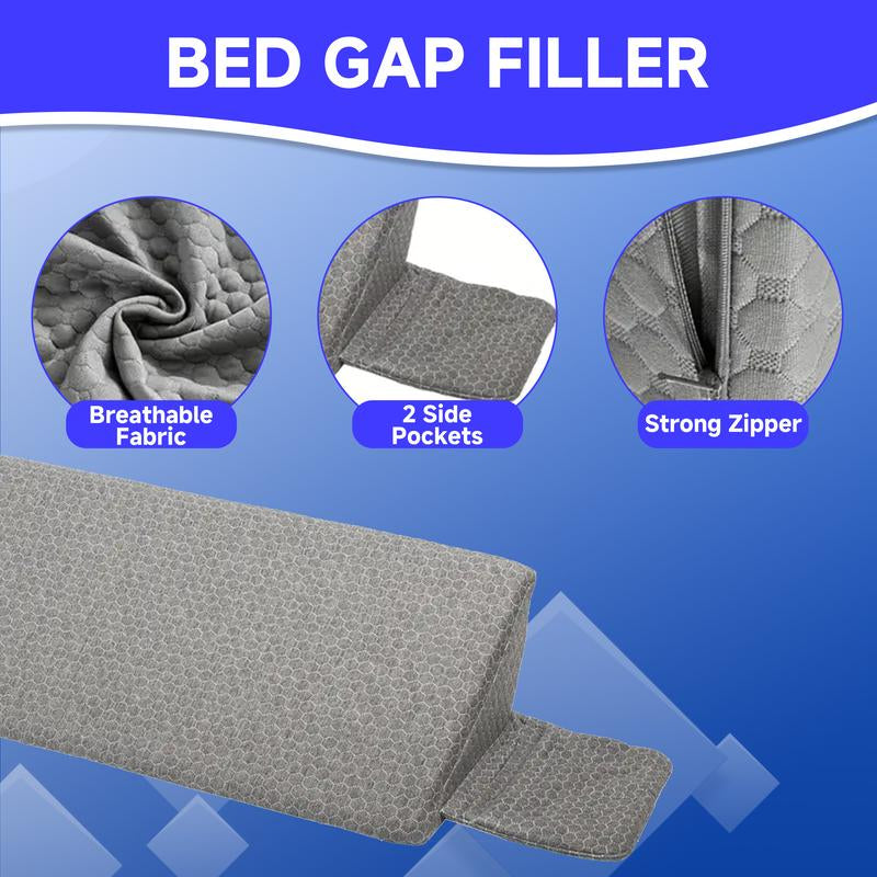 Adjustable Bed Wedge Pillow Gap Filler 100% Foam Mattress Headboard Support Machine Washable White Accessory for Comfort Alignment Snug Fit Design Soft Fabric Cover