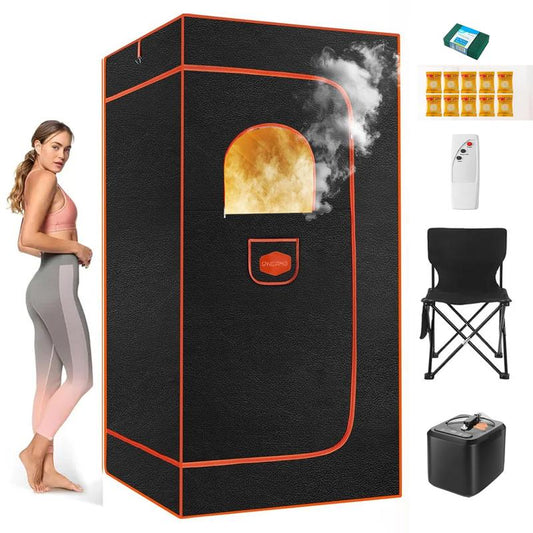 Portable Sauna for Home, Sauna Box Sauna Tent with 3L Steamer, Remote Control, Folding Chair and Cleaning Tool, Full Size Personal Steam Sauna for Home Spa 36 * 36 * 71Inch Modern Convenient Design Advanced Safety Design