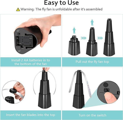 Fly Fans for Tables 4 Pack - Fly Repellent for Outdoor Indoor Meal - Portable Automatic Picnic Table Food Fly Fans -Fly Repellent Fans Spinner for Restaurant, Party, Home