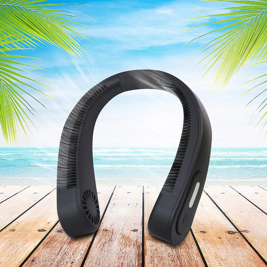 New Rechargeable Portable Neck Fan for Outdoor Black