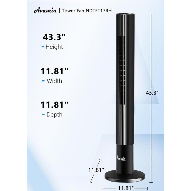 Tower Fans for Bedroom, 85° Oscillating Bladeless Fans, Standing Fans with Touch LED Display, 12H Timer, Remote, 3 Speeds 3 Modes Max 26Ft/S, 43" Cooling Quiet Floor Fan for Home Office