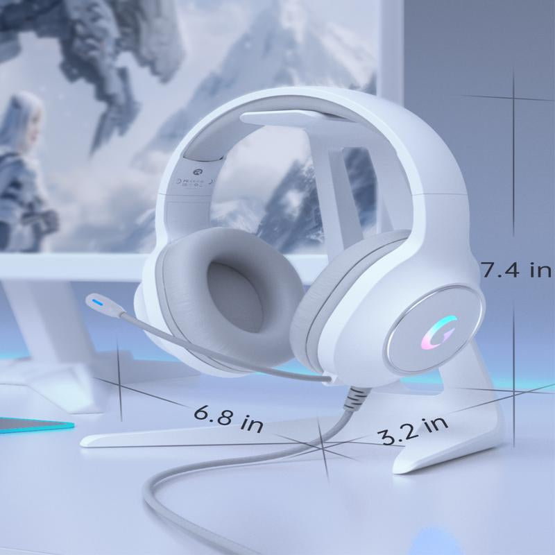 Gaming Headset for PS5, PS4, PC, Mac, Switch, Xbox, 2025 New Year, Earbud , Surround Sound RGB Gaming Headphones with Noise Canceling Mic, 50MM Dynamic Drivers, 3.5MM Audio Jack BF Cable Adapter