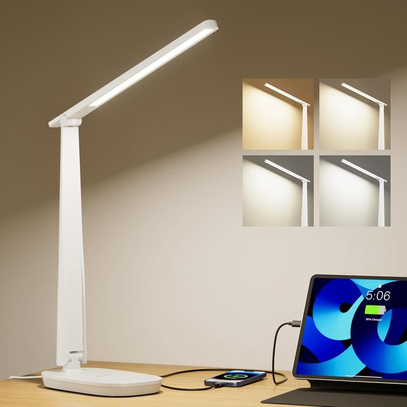 Honeywell Desk Lamp H2 | CRI≥94 Eye-Caring Foldable LED Light USB A+C Dual Charging | 30,000H Life | 4 Modes Touch Control, Timer & Dimmable | Perfect for Home Office, Study & Nightstand | Trending Must-Have for Remote Work!