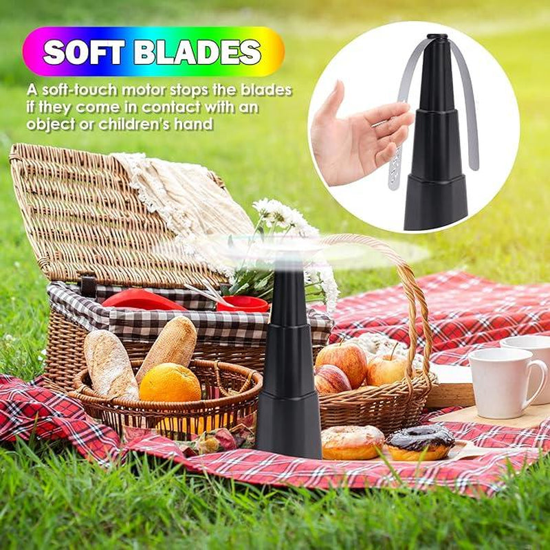 Fly Fans for Tables 4 Pack - Fly Repellent for Outdoor Indoor Meal - Portable Automatic Picnic Table Food Fly Fans -Fly Repellent Fans Spinner for Restaurant, Party, Home