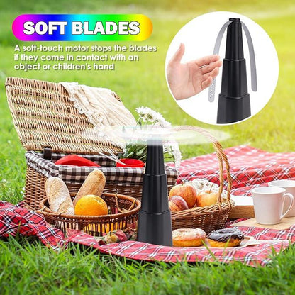 Fly Fans for Tables 4 Pack - Fly Repellent for Outdoor Indoor Meal - Portable Automatic Picnic Table Food Fly Fans -Fly Repellent Fans Spinner for Restaurant, Party, Home
