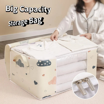Quilt Clothes Storage Bag Big Capacity Duvet Blanket Sorting Bags Dustproof Closet Under-Bed Storage Moisture Proof Organizer