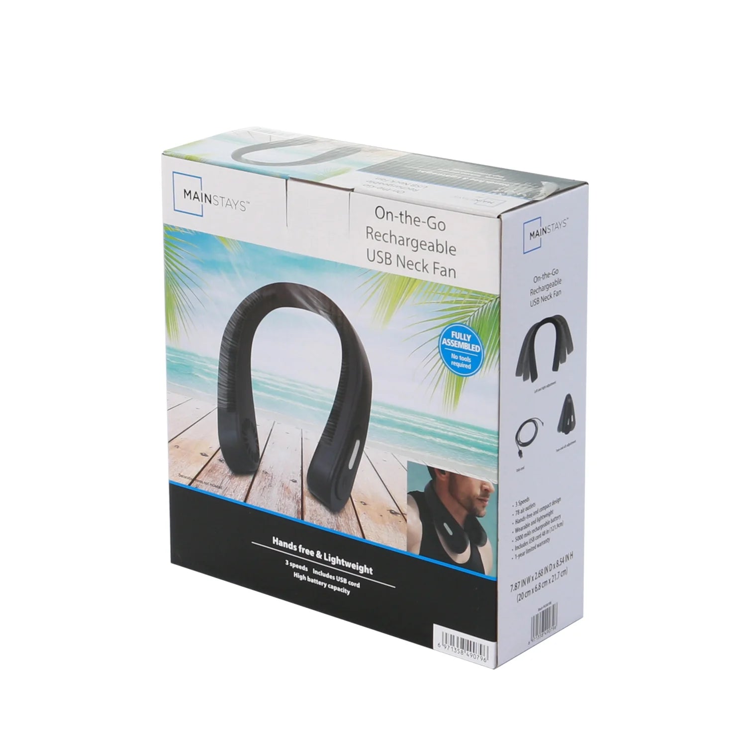 New Rechargeable Portable Neck Fan for Outdoor Black