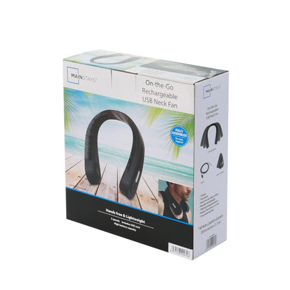 New Rechargeable Portable Neck Fan for Outdoor Black