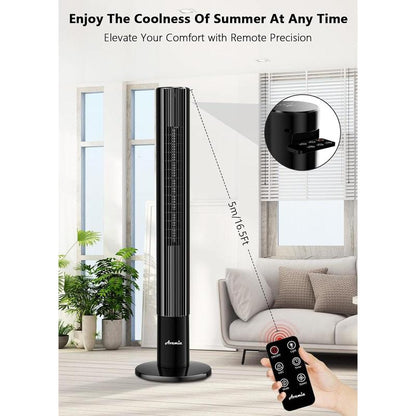Tower Fans for Bedroom, 85° Oscillating Bladeless Fans, Standing Fans with Touch LED Display, 12H Timer, Remote, 3 Speeds 3 Modes Max 26Ft/S, 43" Cooling Quiet Floor Fan for Home Office