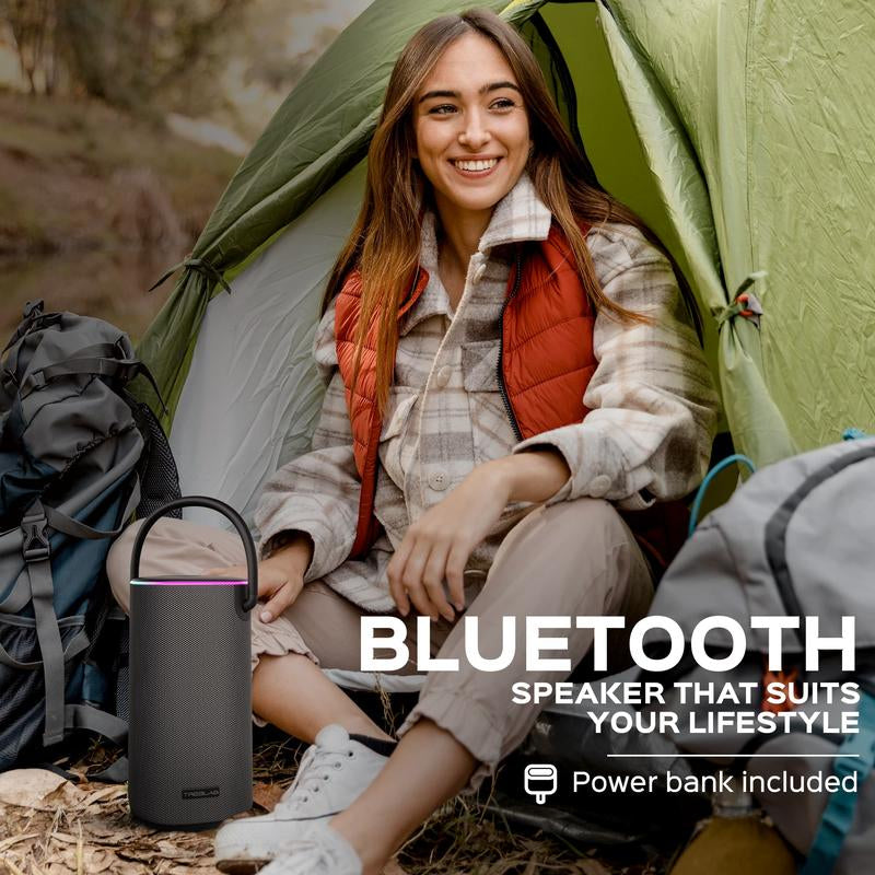 Bass Beast TREBLAB Hd-Force - Portable Bluetooth Speaker - IPX6 Waterproof Speaker, Loud 60W Stereo Sound W/Bass, Powerbank, Speaker for Outdoor - Charging