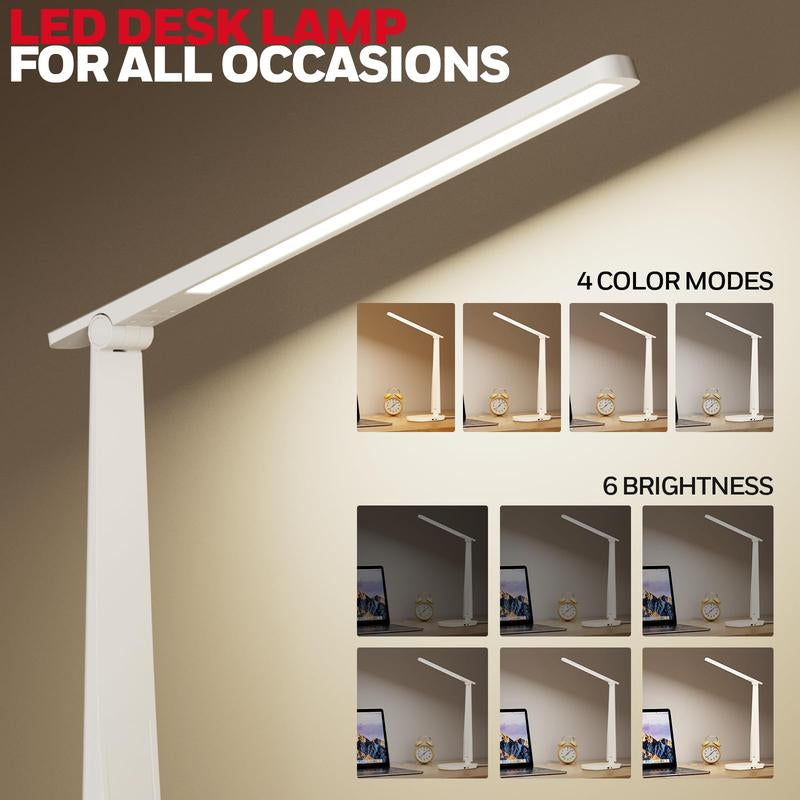 Honeywell Desk Lamp H2 | CRI≥94 Eye-Caring Foldable LED Light USB A+C Dual Charging | 30,000H Life | 4 Modes Touch Control, Timer & Dimmable | Perfect for Home Office, Study & Nightstand | Trending Must-Have for Remote Work!