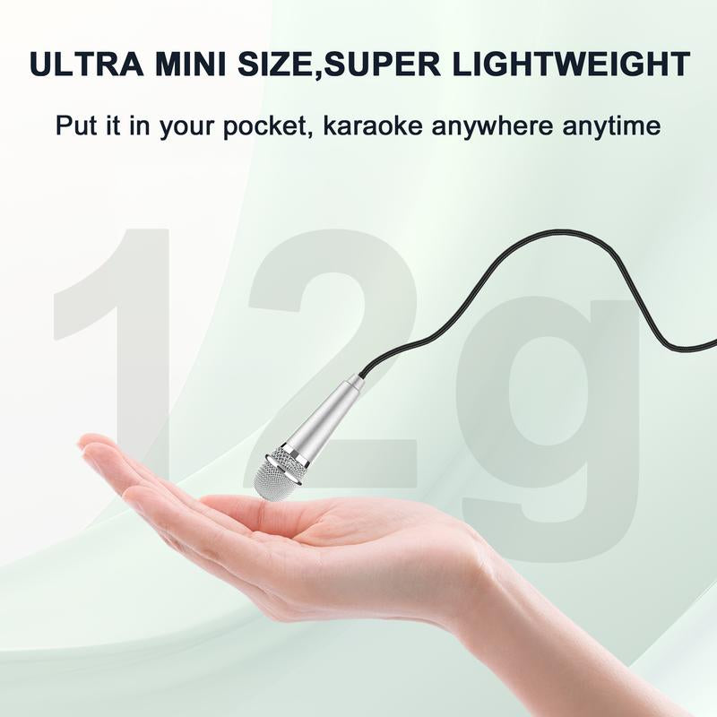 USB C Mini Microphone Karaoke, Portable ASMR Microphone for Android Phone/Iphone 15/Laptop/Mac, Wired Mic for Voice Recording, Singing, Interviews, Vlogs, Youtube, TIK Tok (Silver)