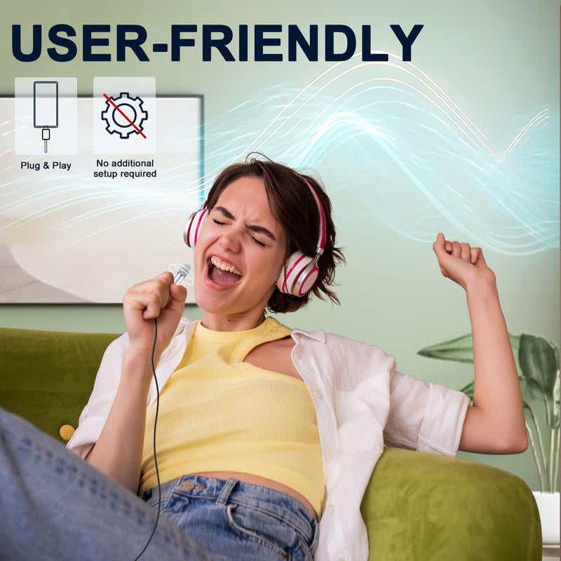 USB C Mini Microphone Karaoke, Portable ASMR Microphone for Android Phone/Iphone 15/Laptop/Mac, Wired Mic for Voice Recording, Singing, Interviews, Vlogs, Youtube, TIK Tok (Silver)