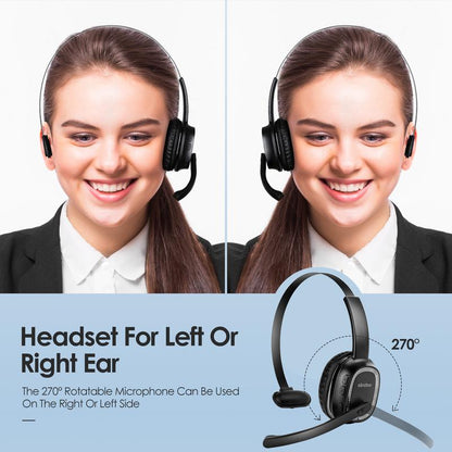 Siindoo Trucker Bluetooth Headphones with Microphone Noise Cancelling Wireless on Ear Headset,Call Center Headphone Hands Free Headset for Office Home High Quality