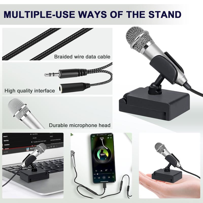 USB C Mini Microphone Karaoke, Portable ASMR Microphone for Android Phone/Iphone 15/Laptop/Mac, Wired Mic for Voice Recording, Singing, Interviews, Vlogs, Youtube, TIK Tok (Silver)