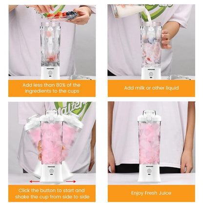 Portable Blender Cup, Electric USB Juicer Blender, Mini Blender Portable Blender for Shakes and Smoothies, Juice, Six Blades Great for Mixing, USB Rechargeable Handheld Juicer Cup for Office/Kitchen/Gym/Outdoor, Best Gift for Mother'S Day
