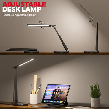Honeywell Desk Lamp H2 | CRI≥94 Eye-Caring Foldable LED Light USB A+C Dual Charging | 30,000H Life | 4 Modes Touch Control, Timer & Dimmable | Perfect for Home Office, Study & Nightstand | Trending Must-Have for Remote Work!