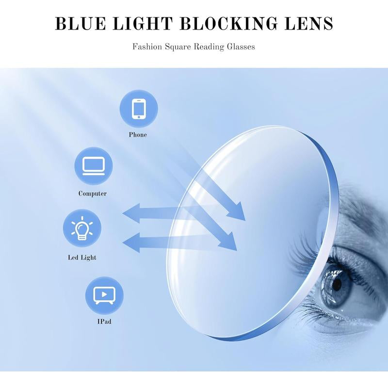 【Backtoschool】Resjok Oprah Reading Glasses 3Pack Blue Light Blocking Fashion Readers for Women with Spring Hinge Computer Square Eyeglasses