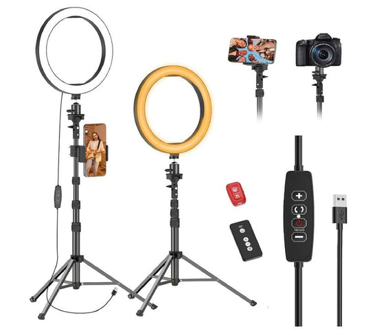 EMART 10" Ring Light with 55" Extendable Tripod Stands and Phone Holder, Dimmable LED Circle round Light for Selfie Camera Photography/Makeup/Youtube Video/Vlogging/Live Streaming