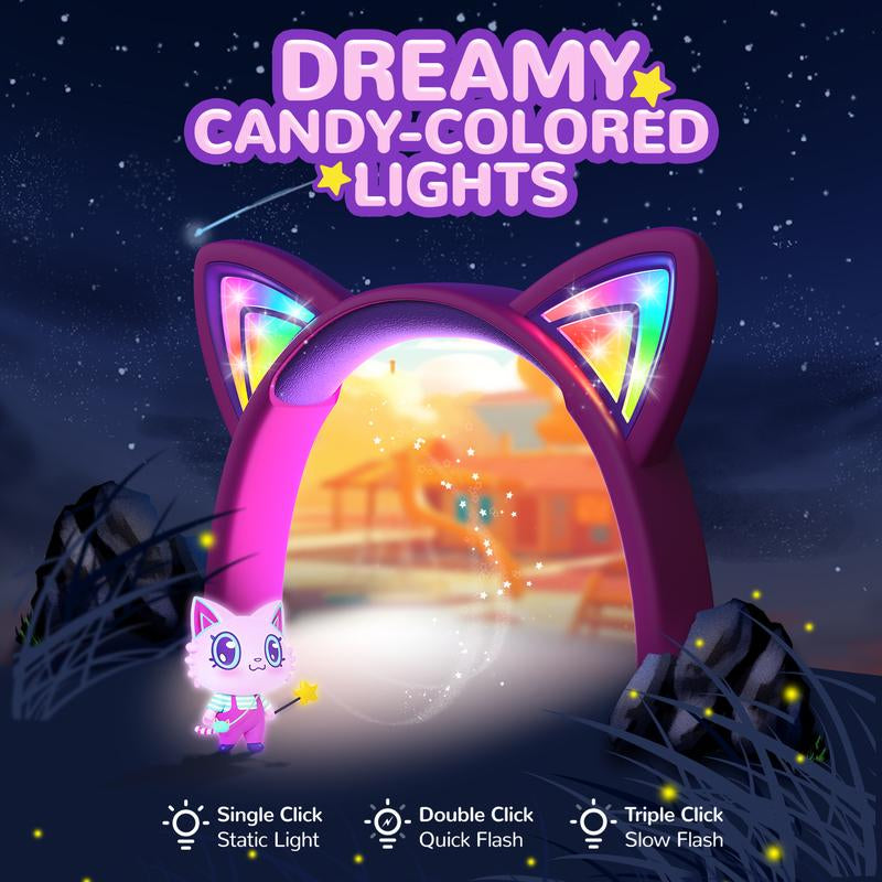 Iclever Kids Cat Ear Led Lights up Wired Headphones 85Dba Safe Volume Stereo Sound I Clever Cable Adjustable Headset