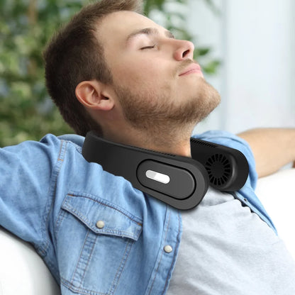 New Rechargeable Portable Neck Fan for Outdoor Black