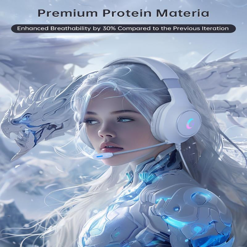 Gaming Headset for PS5, PS4, PC, Mac, Switch, Xbox, 2025 New Year, Earbud , Surround Sound RGB Gaming Headphones with Noise Canceling Mic, 50MM Dynamic Drivers, 3.5MM Audio Jack BF Cable Adapter