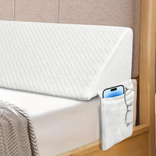 Adjustable Bed Wedge Pillow Gap Filler 100% Foam Mattress Headboard Support Machine Washable White Accessory for Comfort Alignment Snug Fit Design Soft Fabric Cover