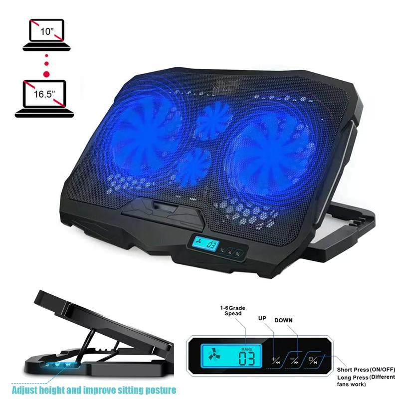 Laptop Cooling Pad 4 Quiet Fans Cooler Stand Dual USB Port for 12-17" Laptop