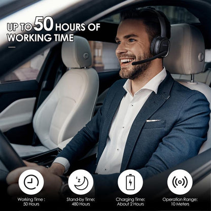 Siindoo Trucker Bluetooth Headphones with Microphone Noise Cancelling Wireless on Ear Headset,Call Center Headphone Hands Free Headset for Office Home High Quality