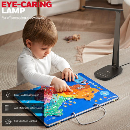 Honeywell Desk Lamp H2 | CRI≥94 Eye-Caring Foldable LED Light USB A+C Dual Charging | 30,000H Life | 4 Modes Touch Control, Timer & Dimmable | Perfect for Home Office, Study & Nightstand | Trending Must-Have for Remote Work!